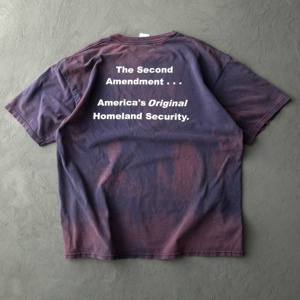 Vintage 2000s NRA Second Amendment T-shirt XL Purple Bleach Fade Gildan